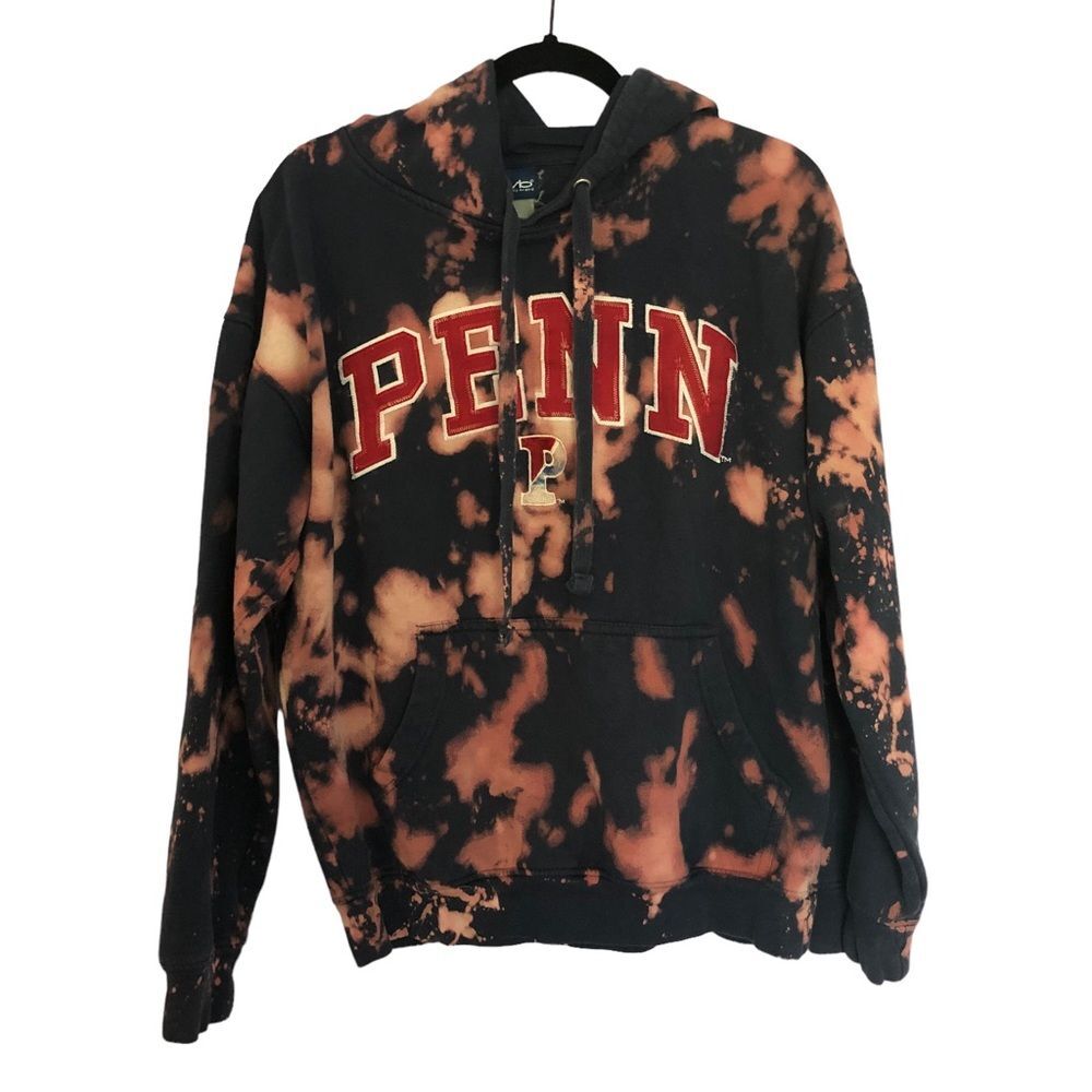 University of Pennsylvania Tie Dyed Hooded Sweatshirt Navy Blue Red Embroidered